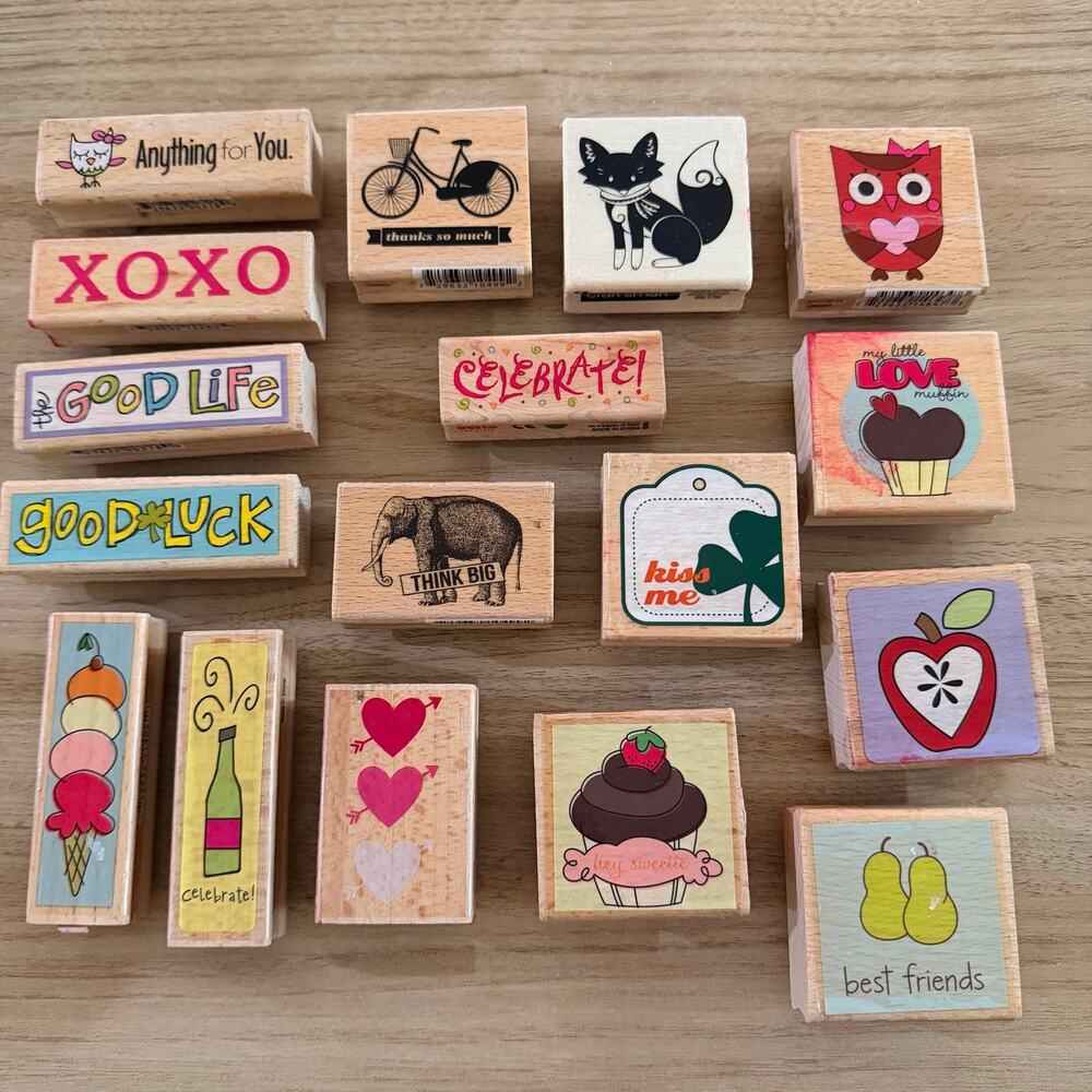 Wooden Decorative Stamp Set - Colorful Assorted Designs